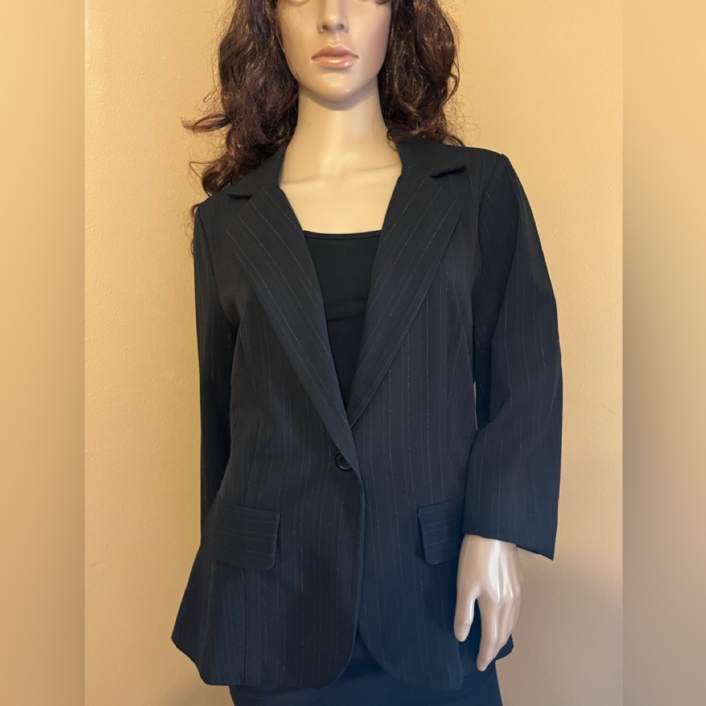 Coutenay Black blazer with red and silver stripes.  Size 14. Tag is missing